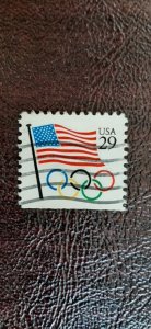 US Scott # 2528; 29c Olympic Flag from 1991; used; VF centering