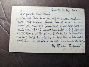 1944 Canada Luftwaffe Prisoner of War POW Postcard Cover to Hannover Germany