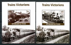 Chad 2016 MNH Victorian Trains Steam Engines Locomotives 2x 1v M/S Rail Stamps