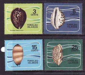 Tokelau-Sc#41-4- id10-unused NH set-Cowrie shells-Marine Life-1974-