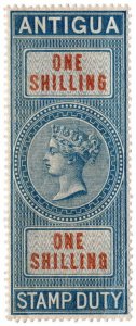 (I.B) Antigua Revenue : Duty Stamp 1/- (1876)