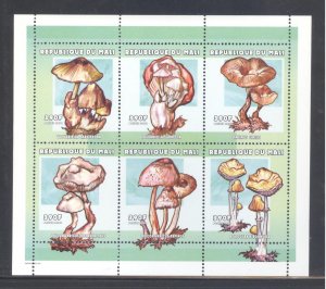 Mali 2000, Mushrooms 6v m/s (6x390F), MNH