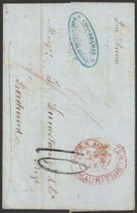 MAURITIUS 1855 entire to France with PACKET LETTER / MAURITIUS in red.....29187