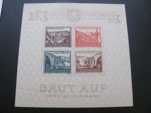 GERMANY SBZ MNH 1945 THURINGEN CERTIFICATE JASCH BI. 4 cy (II/IV) BLOCK XF (138)