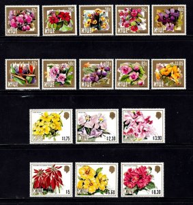 Niue stamps #417 - 431a, MNH OG, XF, complete topical set, flowers