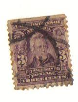 #302  Used VF  3c violet Jackson 1902-03 Issue