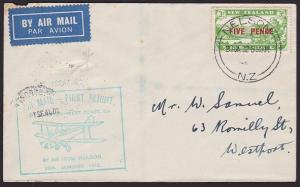 NEW ZEALAND 1932 West Coast survey flight cover Nelson to Westport..........2379