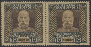 AUSTRIA 1908-16 FRANZ JOSEF Sc 127 TOP VALUE PAIR NACHDRUCK MNH VF (CV$1,000) 