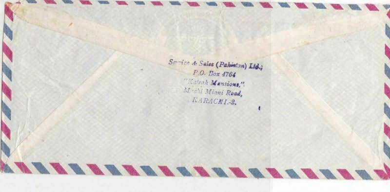 Pakistan 1965 Mereweather P.O. Cancel Meter Mail Airmail Stamps Cover Ref 29341