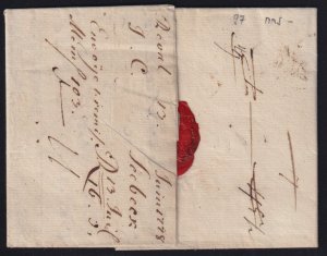 Latvia 1778 Riga to Verviers Belgium Stampless Folded Letter SFL