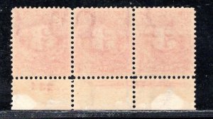 UNITED STATES SC# J40 PL# STRIP OF 3 AVF/NH