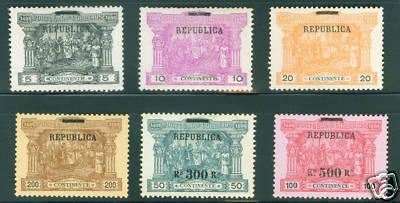 Portugal Scott 193-198  MH* Postage due Republic Overprint set of 1911 CV $283