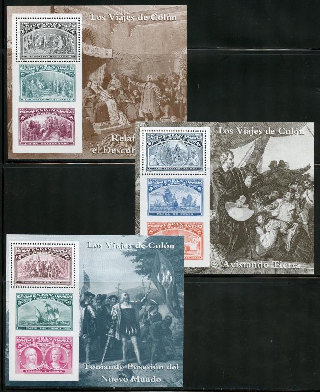 SPAIN COLUMBUS SOUVENIR SHEET SET  SCOTT#2677/82  COMPLETE MINT NH--SCOTT $7.80