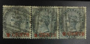 MOMEN: MAURITIUS SG #117 1887 USED STRIP £360++ LOT #64489