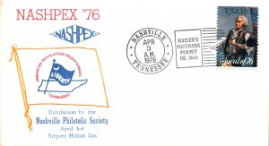 US EVENT CACHET COVER ISSUED NASHPEX '76 BICENTENNIAL AMERICAN REVOLUTION 1976