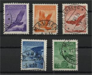 LIECHTENSTEIN, AIRPOST GRILLED PAPER 1934-36