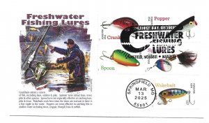 5961-65 Five Freshwater Fishing Lures on one  Panda Cachets Pictorial cancel FDC