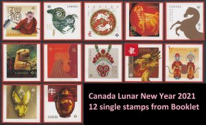 Canada 3261-3272 Lunar New Year Cycle P set 12 (from booklet) MNH 2021