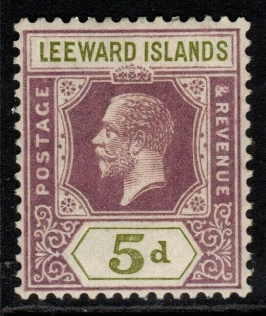 LEEWARD ISLANDS SG71 1922 5d DULL PURPLE & OLIVE-GREEN MTD MINT