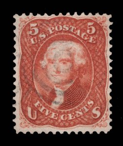 MOMEN: US STAMPS # 75 RED BROWN BLUE GRID USED $455 LOT #14654-11