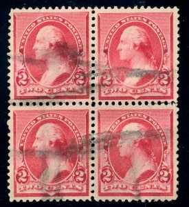 US Stamp #220a BL - Washington 2c - PSE Cert - USED - Block of 4 - CV $150.00 