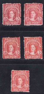 MOMEN: BAHAMAS 1d 1863-77 CROWN CC UNUSED LAST REVERSED WMK LOT #66479