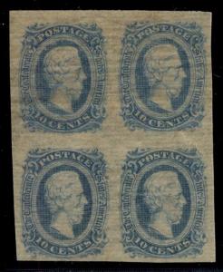 CONFEDERATE STATES #11 10¢ blue, Block of 4, og, hinged once in center, VF 