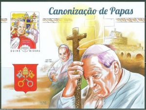 GUINEA BISSAU 2014 CANONIZATION OF POPE JOHN PAUL II & JOHN XIII  S/S IMPRF