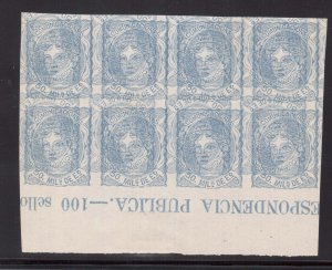 Spain #166 XF Mint Imperforate Triple Impression Imprint Block Of Eight Variety