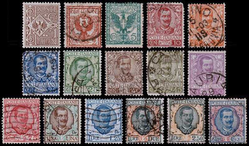 Italy Scott 76-91 (1901-26) Used/Mint H F-VF Complete Set, CV $134.35 B