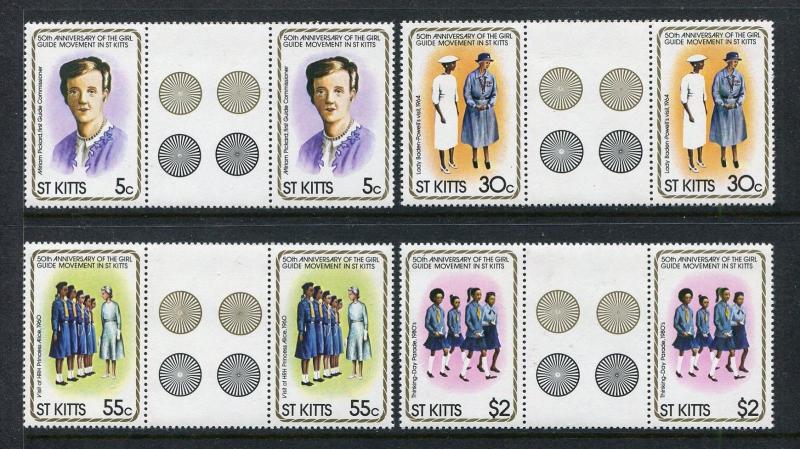 St Kitts 82-85 MNH National Girl Guide Movement, 50th Ann1981 Gutter pair x28195