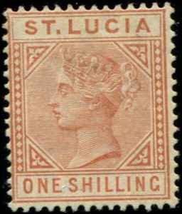 St Lucia SC# 36 Victoria 1shilling mint no gum