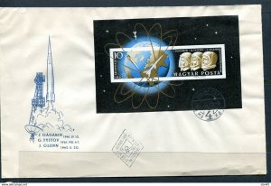 Hungary 1961 2 FDC Covers Perf+Imperf Gagarin Titov Glenn Mi Block 33(A+B) 12737