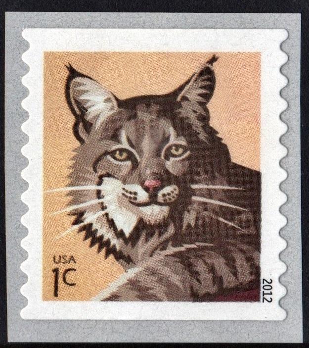 SC#4672 1¢ Bobcat Coil Single (2012) SA