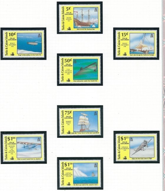 Turks and Caicos 883-90 MNH 1991 Polar Explorers (ak5491)