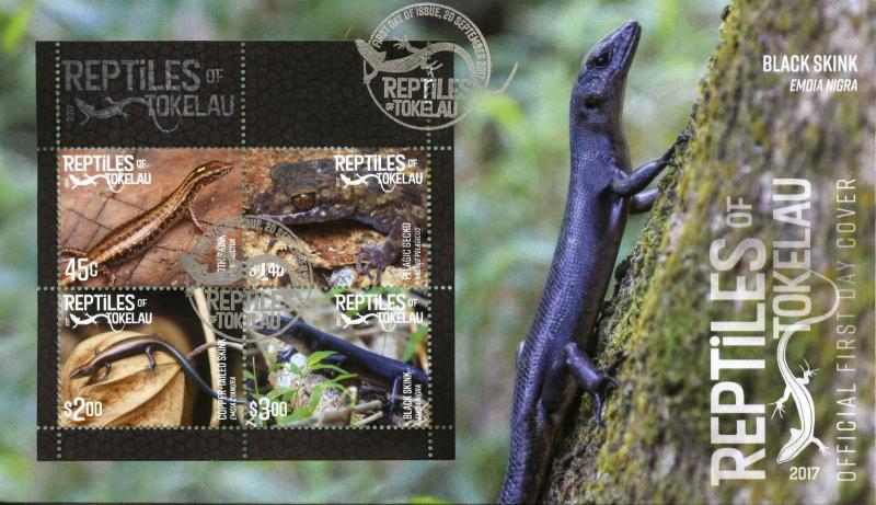 Tokelau 2017 FDC Reptiles of Tokelau Skinks Geckos 4v M/S Cover Lizards Stamps 