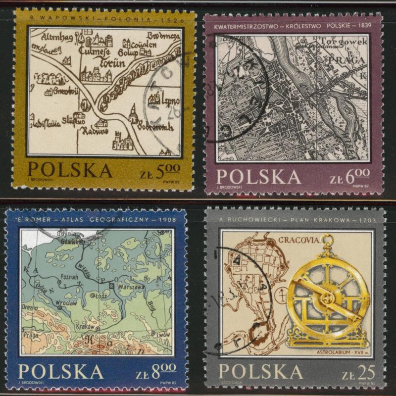 Poland Scott 2550-53 Used CTO 1982 map set 