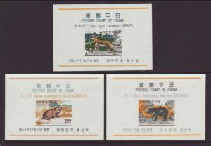 South Korea 502a-504a Mammals Souvenir Sheet MNH VF