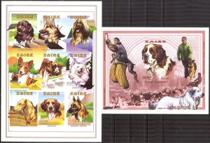 Zaire 1997 Dogs Sheet+ S/S Imperf.  MNH