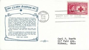 967 3c CLARA BARTON - Pent Arts cachet 