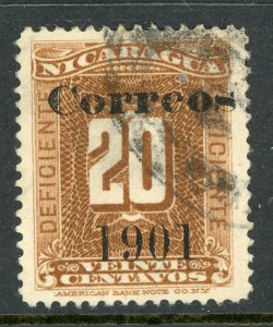 Nicaragua 1901 Postage Due 20¢ Overprinted for Postage Scott 141 VFU Z725