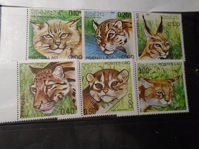 Laos  #  346-51  MNH  Wild Cats