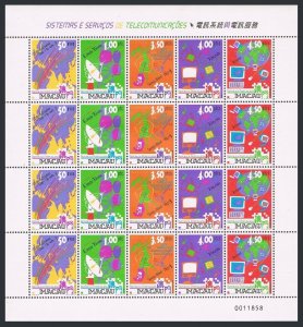 Macao 983 sheet,984-984a,MNH. Telecommunications 1999.Sea-Me-We cable,Satellite,