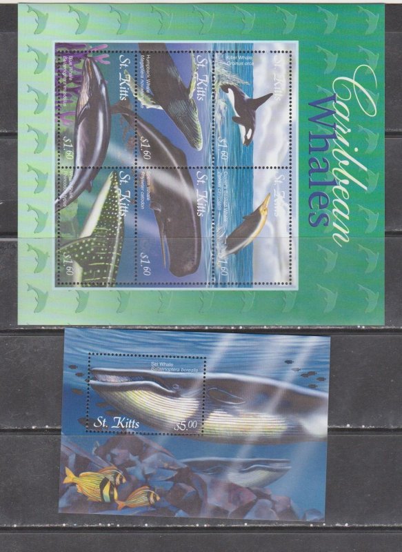 2001	St kitts	marine life whales klb+s/s MNH	242