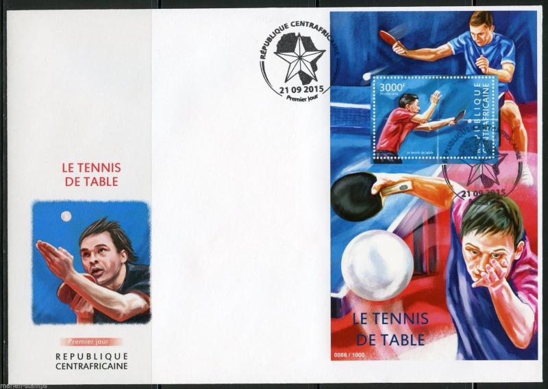 CENTRAL AFRICA  2015 TABLE TENNIS  SOUVENIR SHEET FDC