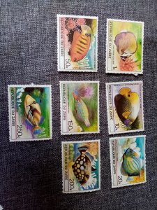 Republic of Zaire Tropical fish stamps African stamp set