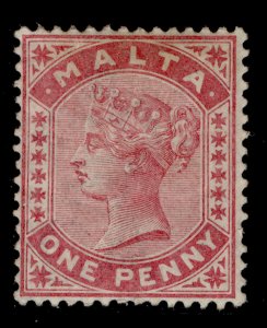 MALTA QV SG21, 1d rose, M MINT. Cat £85.