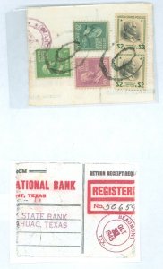 US 804/825/831/833 1945 Bank tag: Beaumont to Anahac, TX 1945 $4.71 - postage $1.23 (41 oz at 3c), First $1000 ($1.35), next $19