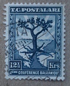 Turkey 1931 12.5k 2nd Balkan Conference (Olive Trees), used. Scott 733, CV $0.40