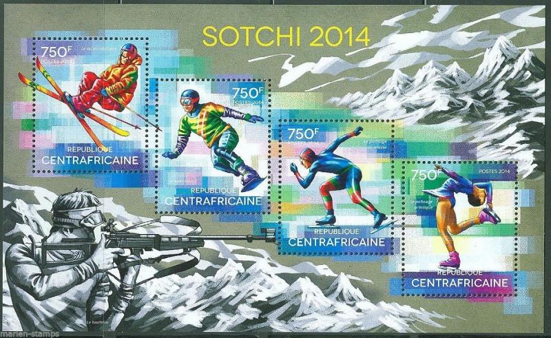 CENTRAL AFRICA  2014 SOCHI WINTER OLYMPICS 2014  SHEET MINT NH